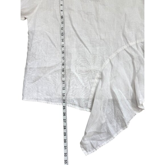 Christopher Calvin White Linen Asymmetrical Hem Top Womens Size M - Picture 7 of 8